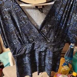 Blue Paisley dress shirt with sequins